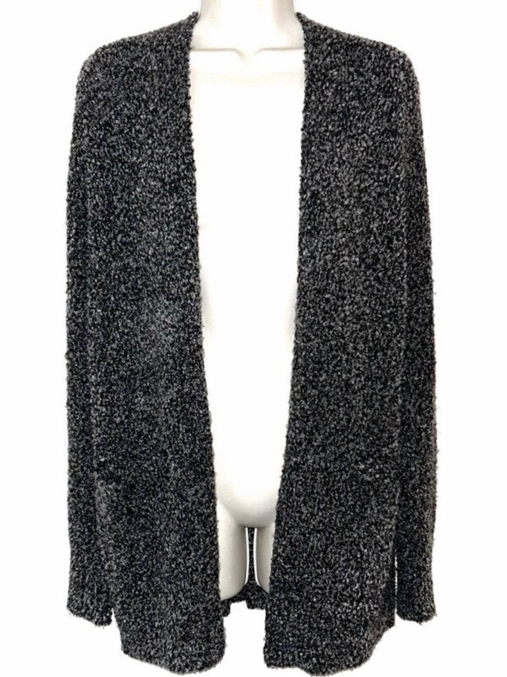 bp Black and Gray Open-Front Textured Cozy Cardigan